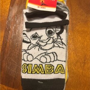 Disney White Black Yellow Simba No-Show 5 pairs Socks